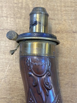 Lot 162 - Powder Flask. A Victorian copper powder flask by James Dixon & Sons