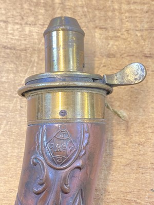 Lot 162 - Powder Flask. A Victorian copper powder flask by James Dixon & Sons