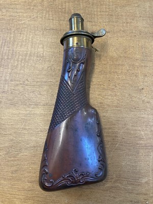 Lot 162 - Powder Flask. A Victorian copper powder flask by James Dixon & Sons