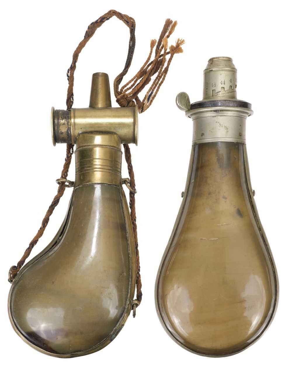 Lot 164 - Powder Flask. A Victorian Sykes Patent 'Lanthorn' horn powder flask