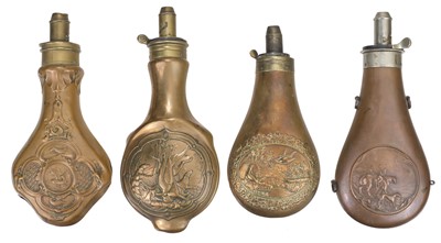 Lot 163 - Powder Flask. A Victorian Dixon & Sons copper and brass powder flask