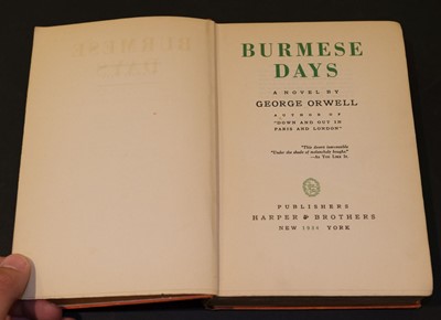 Lot 830 - 1934. Orwell (George). Burmese Days, 1st edition, New York: Harper & Brothers, 1934