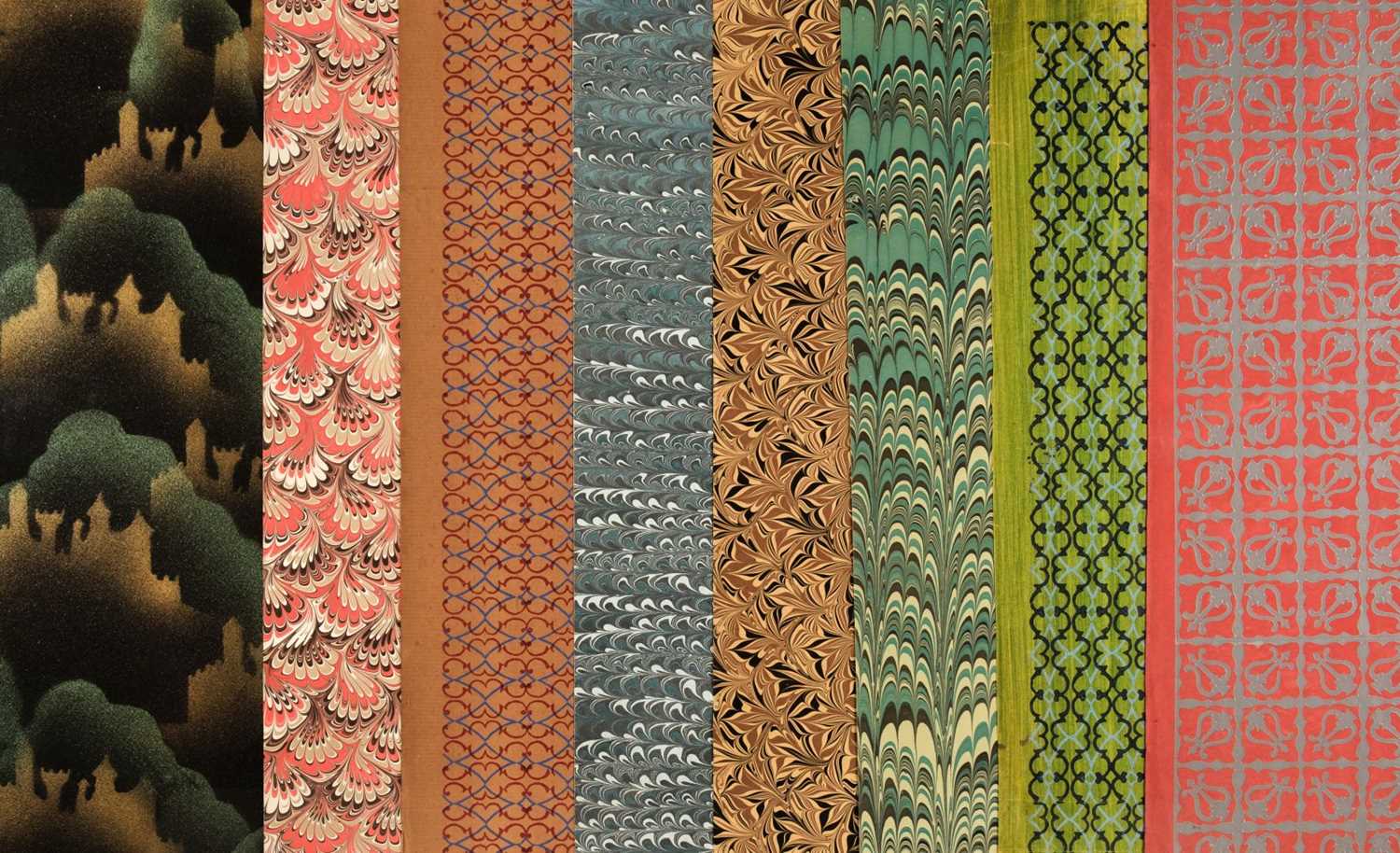 Lot 347 - Marbled and plain paper. A selection of marbled, decorative and plain paper