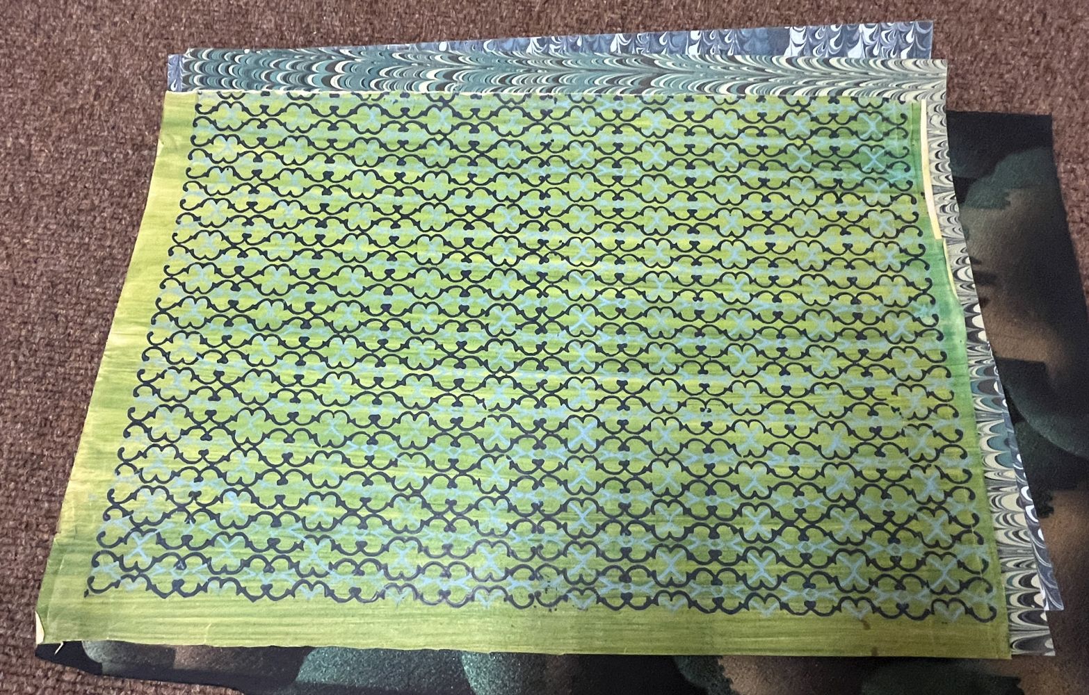 Lot 347 Marbled and plain paper. A selection of