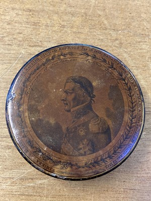 Lot 566 - Duke of Wellington. Three regency lacquered papier maché snuff boxes circa 1820