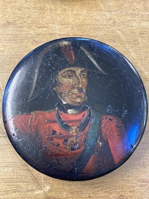 Lot 566 - Duke of Wellington. Three regency lacquered papier maché snuff boxes circa 1820