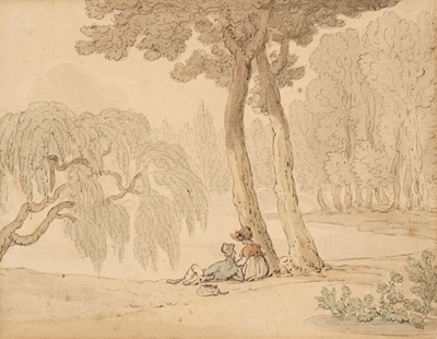 Lot 157 - Rowlandson (Thomas, 1757-1827). A couple courting, c. 1810, pen and ink and watercolour