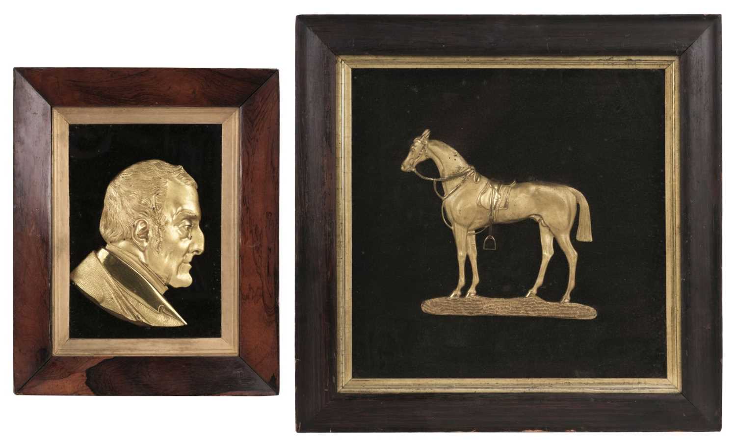 Lot 555 - Duke of Wellington. A Victorian bronze gilt metal plaque of the Duke of Wellington