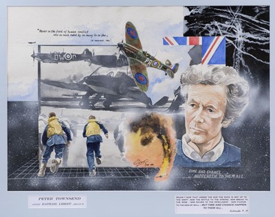 Lot 206 - Libert (Raphael). Peter Townsend, watercolour, a tribute to Group Captain Peter Townsend