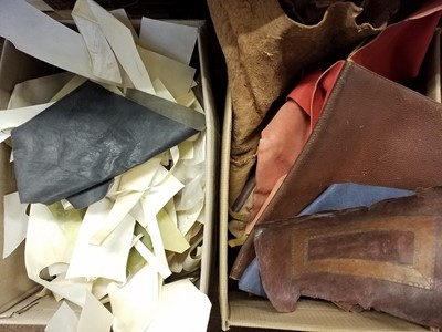 Lot 358 - Vellum & Leather offcuts. An assortment of vellum and leather offcuts