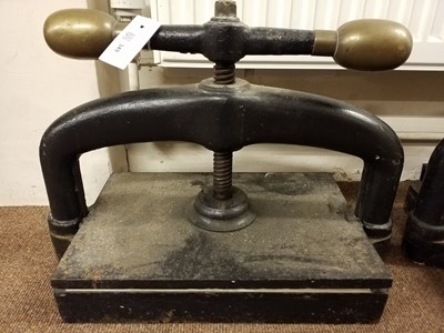 Lot 349 - Book press. A cast iron book press