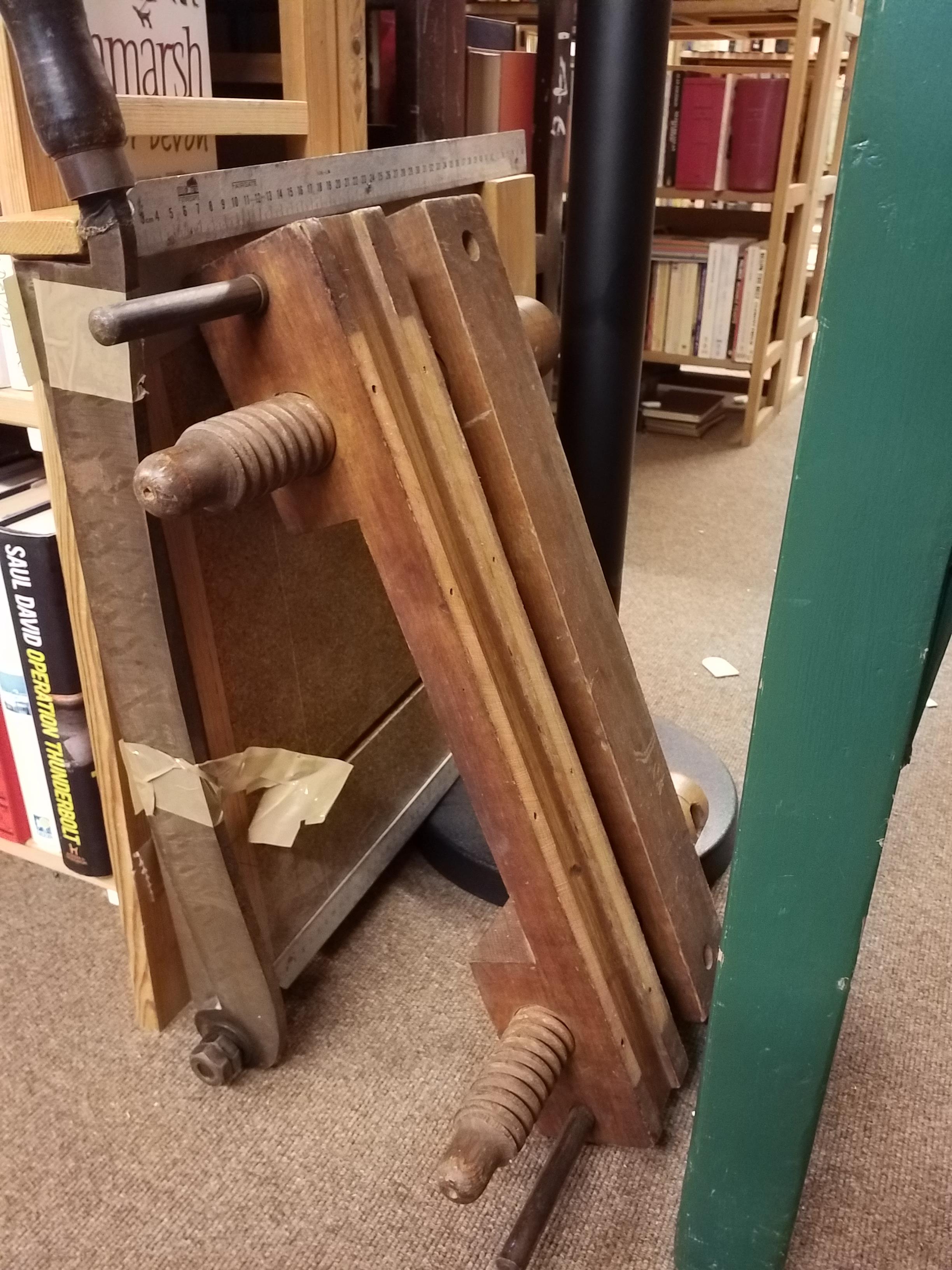 Lot 341 Book Press. A book press of wooden