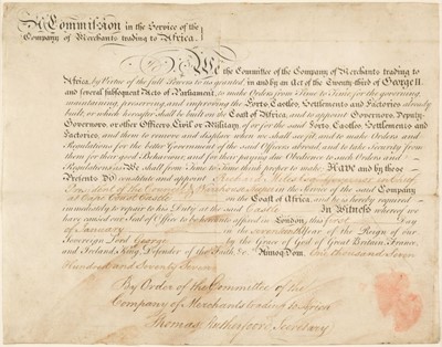 Lot 193 - West African Gold Coast. Commission issued by Committee of the Company of Merchants... , 1777