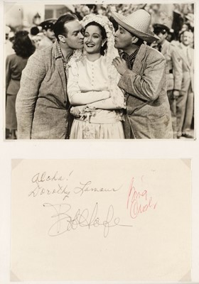 Lot 231 - Hope (Bob, 1933-2003) & Crosby (Bing, 1903-1977) & Lamour (Dorothy, 1914-1996). A signed album page