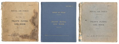 Lot 258 - Log Books. RAF log books kept by Air-Vice Marshal John Stacey, CBE, DSO, DFC