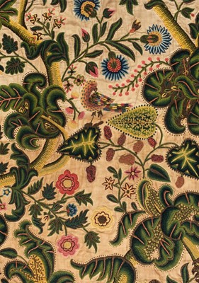 Lot 644 - Embroidered panels. A pair of crewelwork panels, English, late 17th/early 18th century