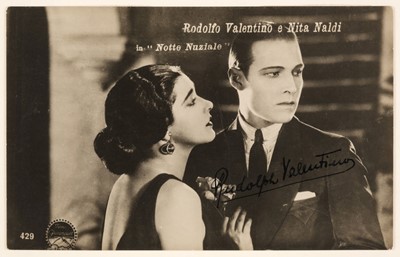 Lot 275 - Valentino (Rudolph, 1895-1926). Vintage signed real photo Italian postcard of Valentino & Nita Naldi