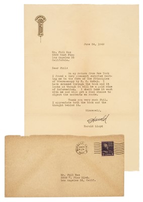 Lot 242 - Lloyd (Harold, 1893-1971). Typed Letter Signed, 'Harold', 24 June 1949