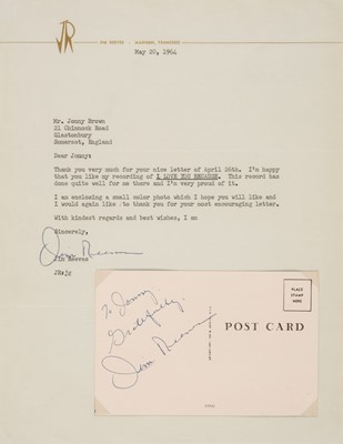 Lot 261 - Reeves (Jim, 1923-1964). Typed Letter Signed, 'Jim Reeves', 20 May 1964