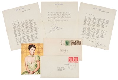 Lot 206 - Crawford (Joan, c. 1904-1977). Two Typed Letters Signed, 'Joan', 7 August & 27 November 1968