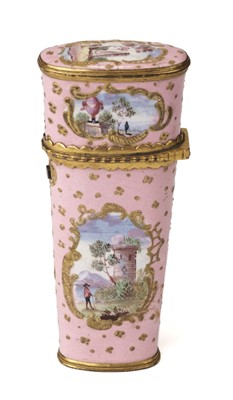 Lot 220 - Etui. A South Staffordshire enamel etui, circa 1770