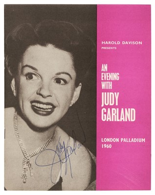 Lot 224 - Garland (Judy, 1922-1969). A signed programme for 'An Evening with Judy Garland'