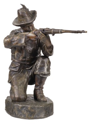 Lot 55 - Sculpture. A patinated spelter figure of a Boer soldier circa 1900