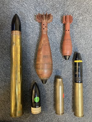 Lot 50 - Munitions. Inert rounds including a German mortar rounds and British rounds