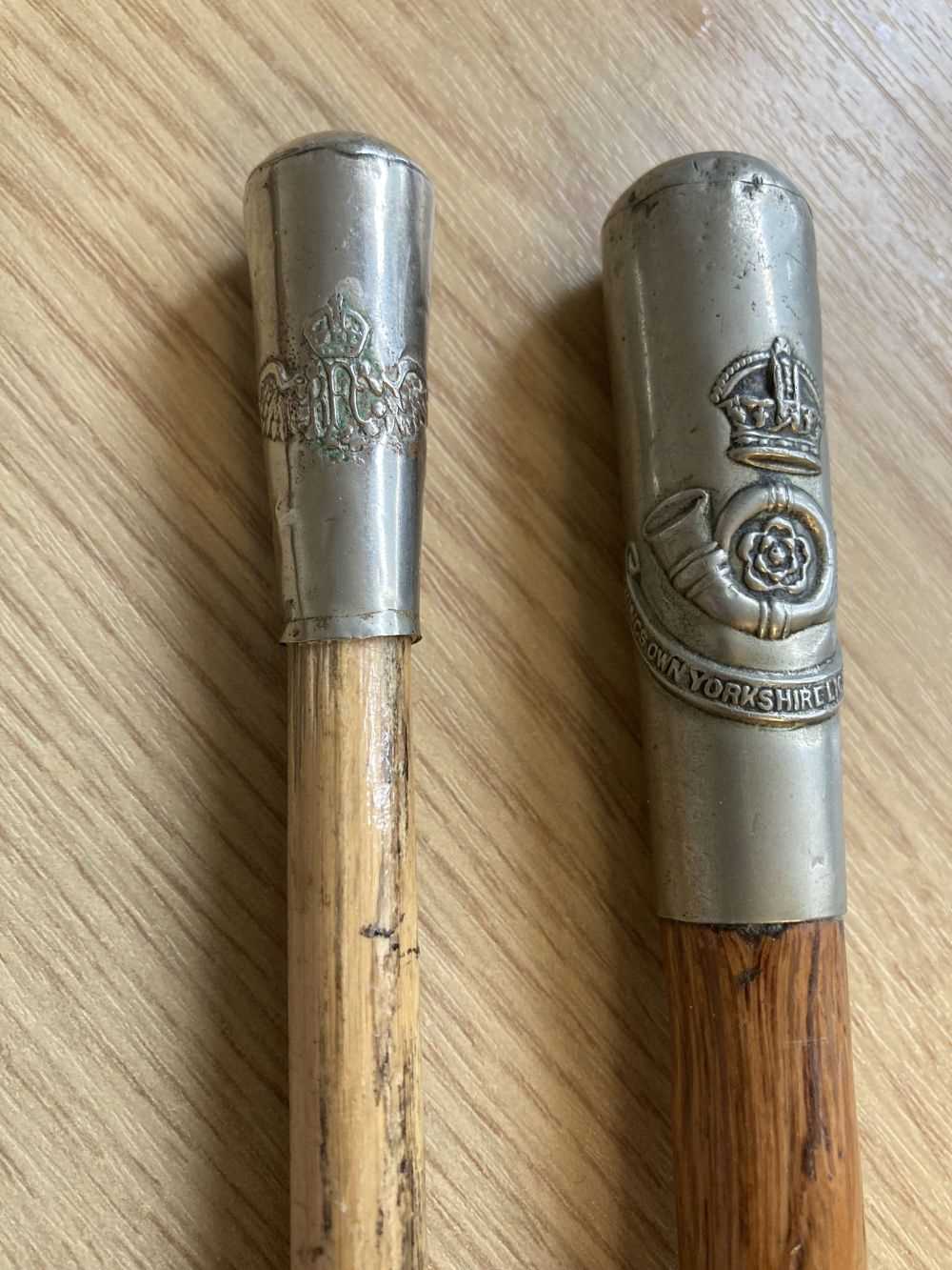 Lot 378 - Swagger Sticks. A WWI Royal Flying Corps swagger stick plus another