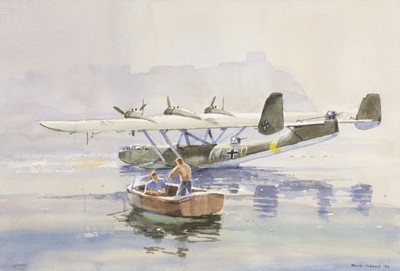 Lot 202 - Clarke (David). Dornier in the Med, watercolour on paper