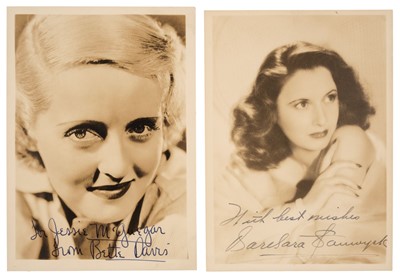 Lot 211 - Davis (Bette, 1908-1989). A vintage sepia signed publicity photograph