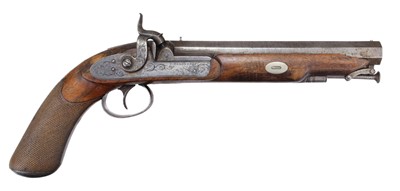 Lot 156 - Pistol. An early 19th century percussion belt pistol by C Hebbert & Co, London