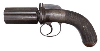 Lot 153 - Pistol. A Victorian six-shot pepperbox pistol by W & W Wells Oxford & Liverpool