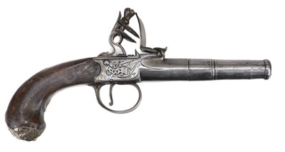 Lot 148 - Pistol. A George III flintlock cannon barrel travelling pistol by Waters of London circa 1780