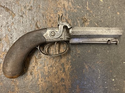 Lot 157 - Pistol. A Victorian double barrel pistol by Clayton of Lymington