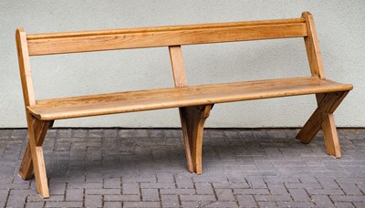 Lot 600 - Refectory Table. A modern pine refectory table and oak benches