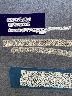 Lot 661 - Lace. A length of Italian needlepoint lace, circa 1680, & 8 other items of 18th century Italian lace