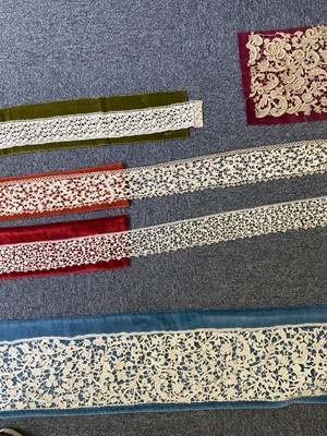 Lot 661 - Lace. A length of Italian needlepoint lace, circa 1680, & 8 other items of 18th century Italian lace