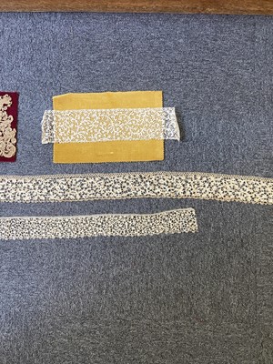 Lot 661 - Lace. A length of Italian needlepoint lace, circa 1680, & 8 other items of 18th century Italian lace