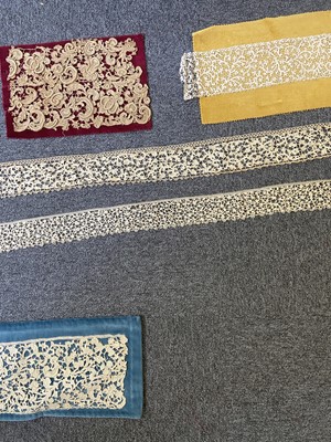 Lot 661 - Lace. A length of Italian needlepoint lace, circa 1680, & 8 other items of 18th century Italian lace