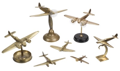 Lot 297 - Model Aircraft. A collection of WWII period brass models