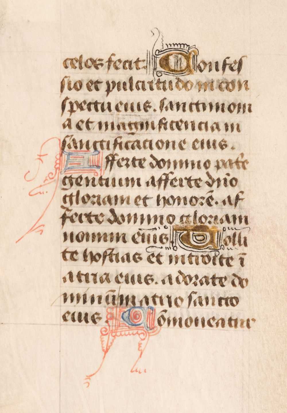 Lot 363 Illuminated leaf. An illuminated manuscript