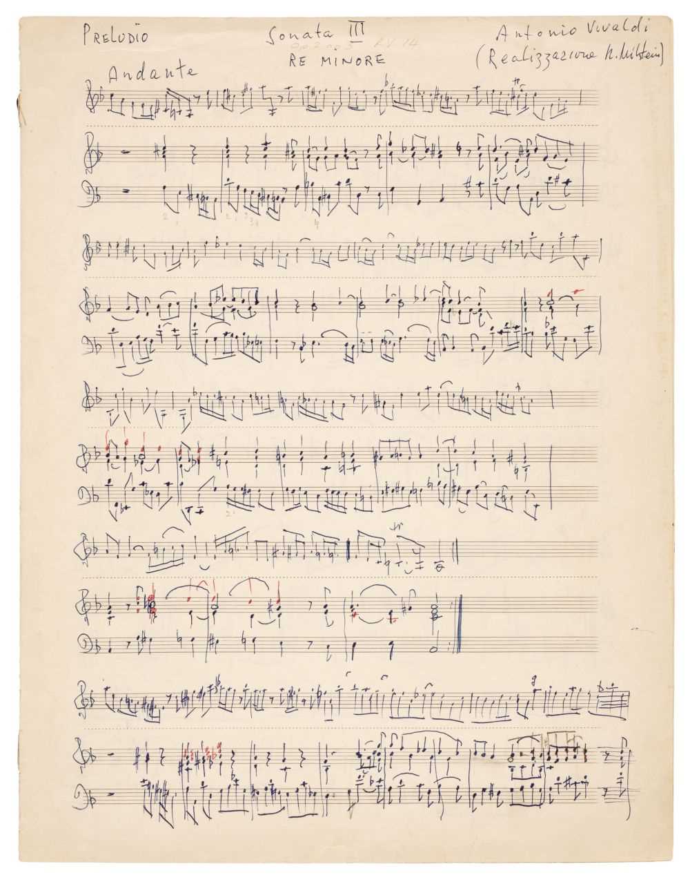 Lot 135 - Milstein (Nathan, 1903-1992). Rare and important Autograph Music Manuscript