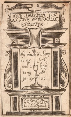 Lot 373 - Dale (John). The Analysis of all the Epistles of the New Testament, 1652