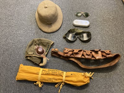 Lot 289 - Flying Helmet. American Type A-9 flying helmet and other items