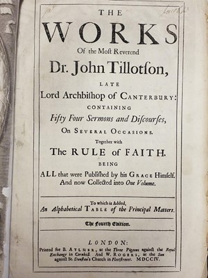 Lot 436 - Tillotson (John). The Works..., 4th edition, 1704