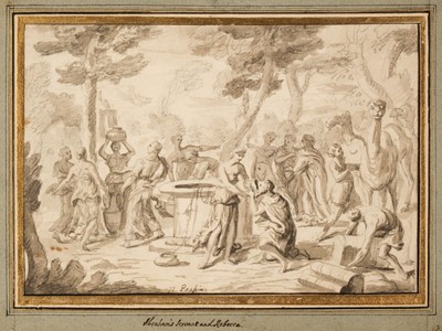 Lot 84 - Poussin (Nicolas, 1594-1665), Follower of. Abraham and Rebecca at the Well, brush and wash