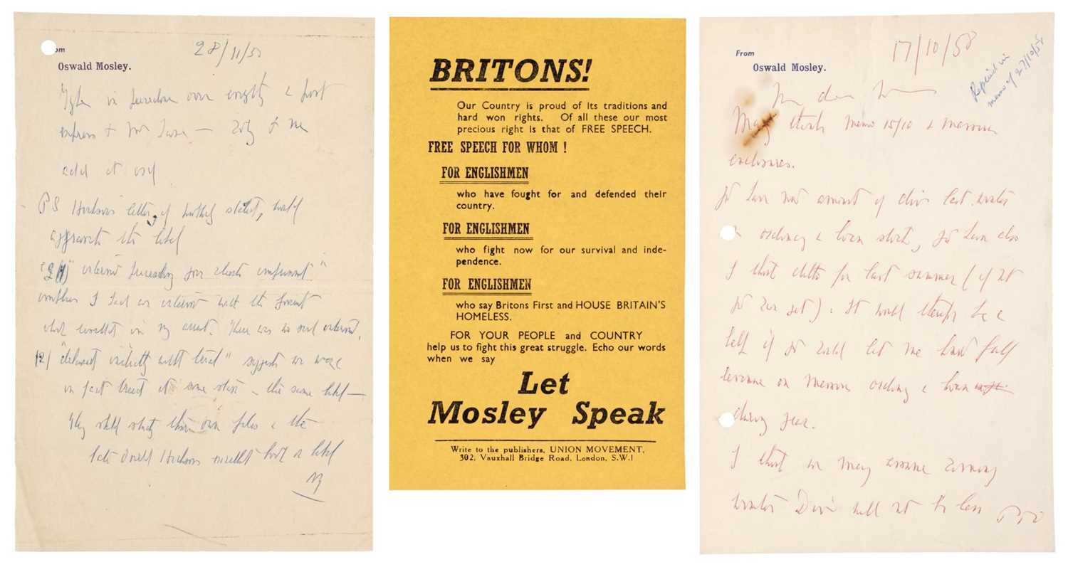 Lot 136 - Mosley (Oswald, 1896-1980). Two Autograph Letters Signed with initials, 'O.M'