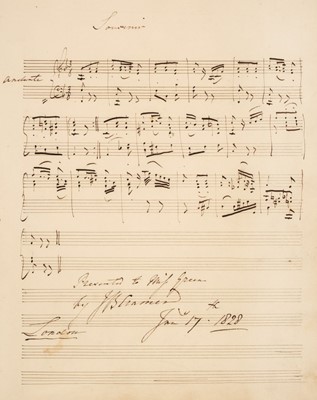 Lot 108 - Cramer (Johann Baptist, 1771-1858). Autograph Manuscript Signed, 17 January 1828