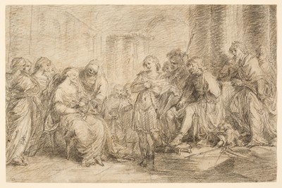 Lot 101 - Attributed to Benjamin West (1738-1820). Betrothal Scene, black chalk